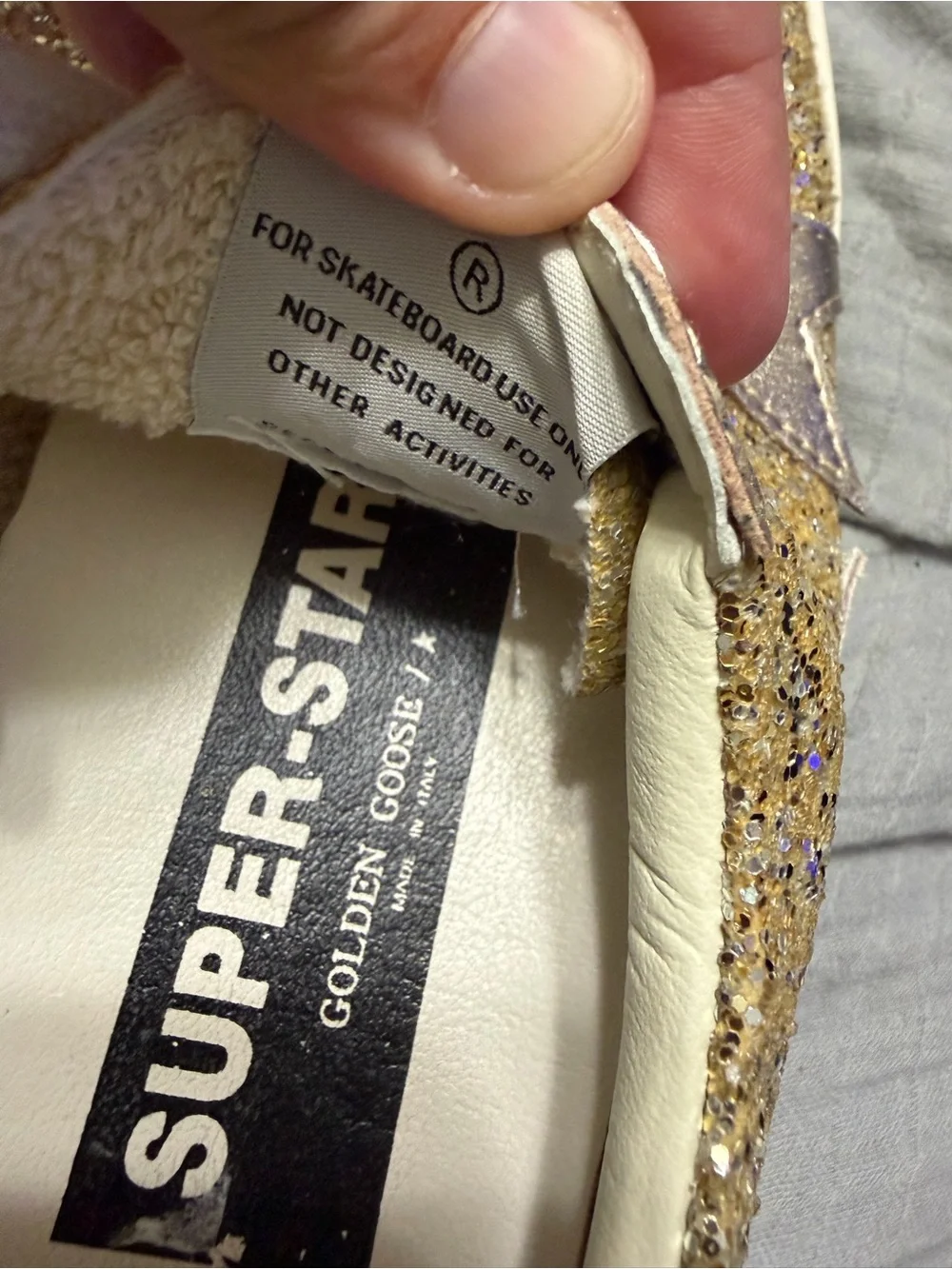 Golden Goose Super Star Gold Glitter Low-Top Sneaker size 8.5